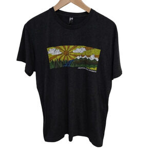 Jackson Hole Wyoming Vintage Look Sunsent Mountain T-shirt Large